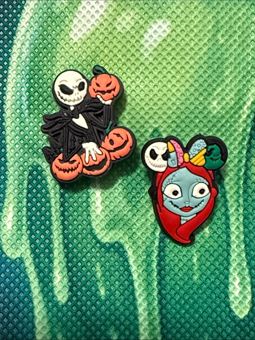 Jack Skellington and Sally Pumpkin Croc Charm Set